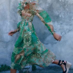 New with tags patchwork green Zara dress